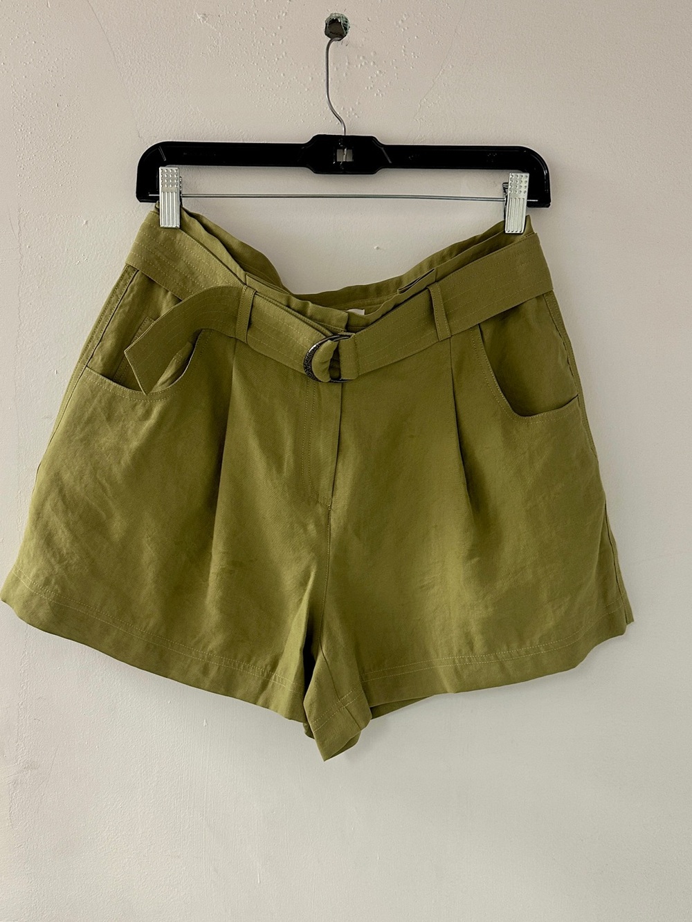 Ba&sh High-Waist Khaki Green DEMIE Shorts with Belt size UK38/US4 NWT